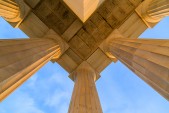 Symmetrical Ceiling Top Corner of Lincoln Memorial Roof DC Sunrise