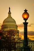 US Capital Building at twilight.